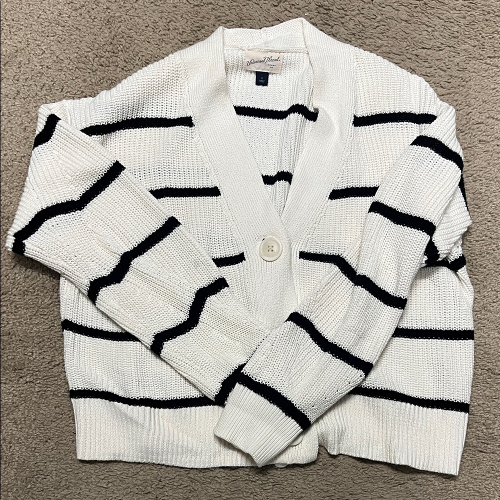 Universal Thread Black and White Striped Cardigan